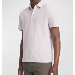 Vince Men's Light Pink Cotton Polo Collared 3 Button Short Sleeve Size Small
